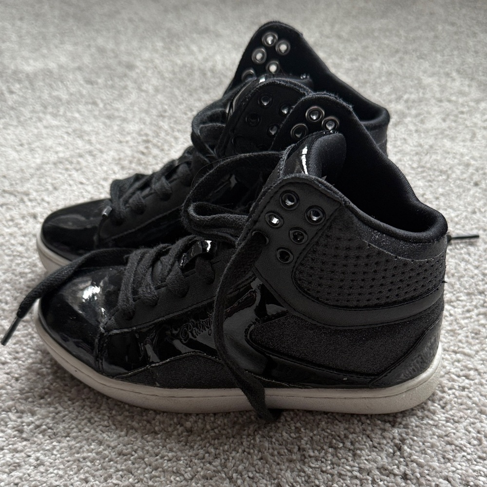 Pastry Black Patent High-Top Sneakers for Kids
